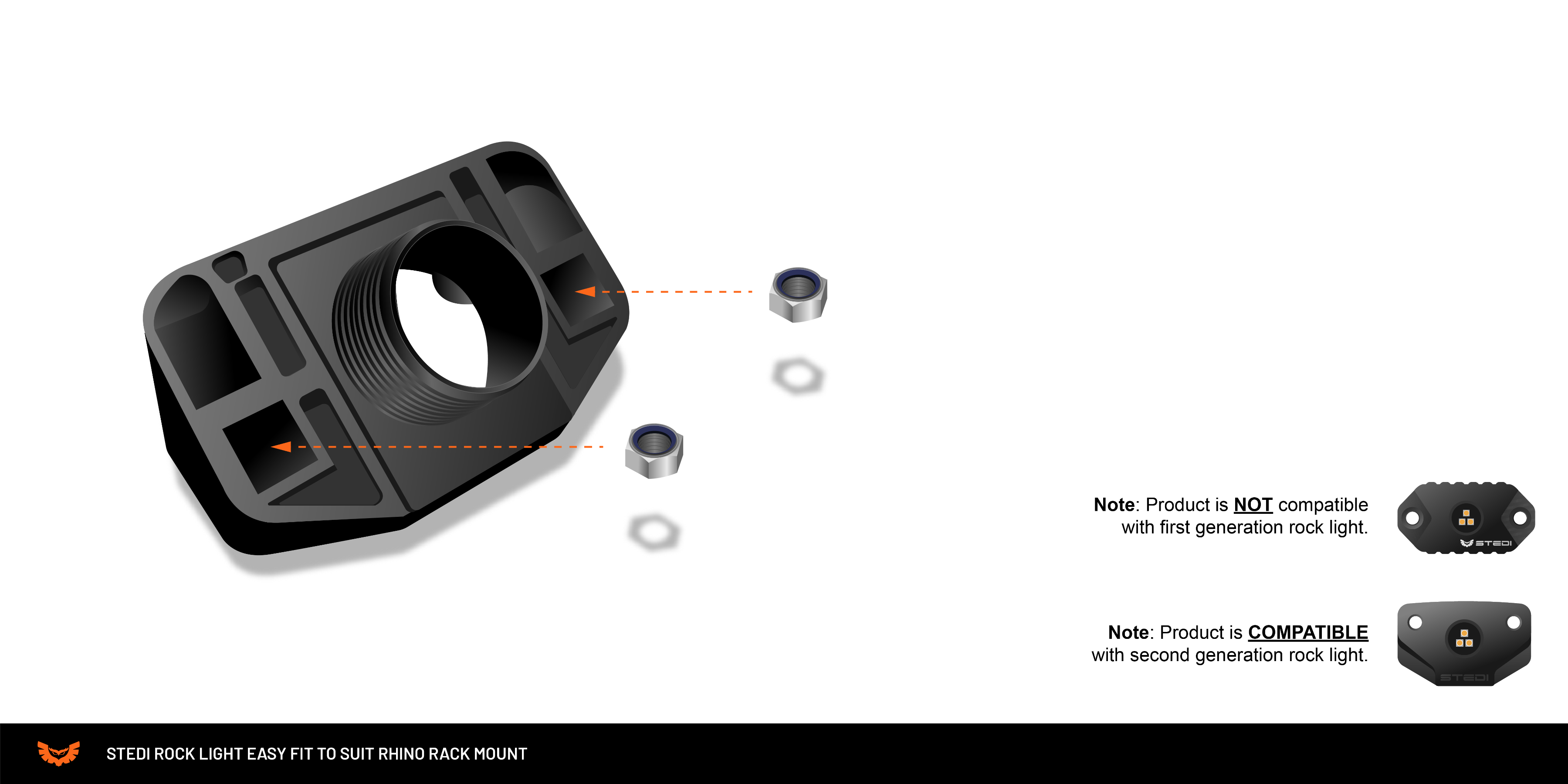 STEDI Rock Light Easy Fit to Suit Rhino Rack